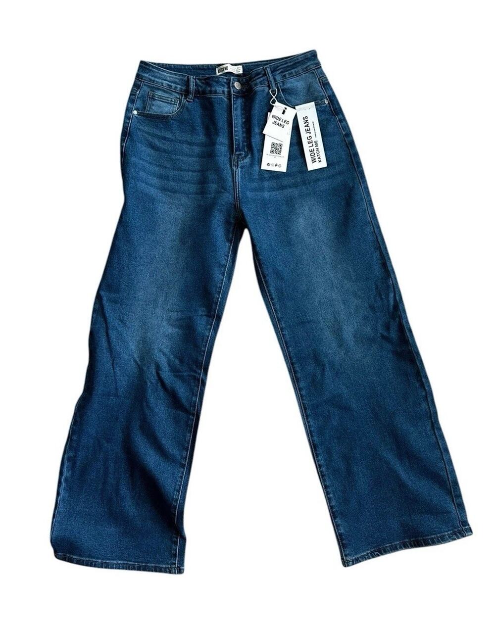 New Katch Me Wide Leg Medium-Dark Wash Stretch Denim Blue Jeans XL 12 EUR42 NWT